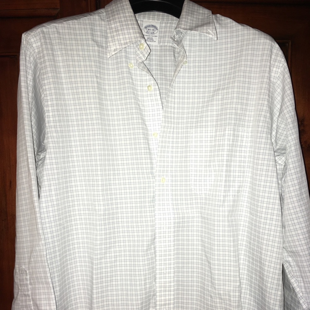 Brooks Brothers button down white with light gray